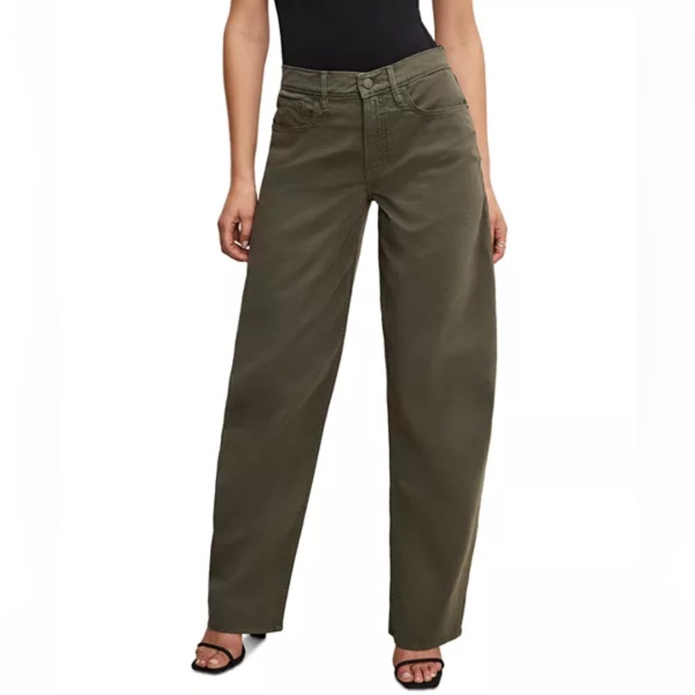 Good American High Rise Barrel Jeans Ft01 Green NWT Size 25